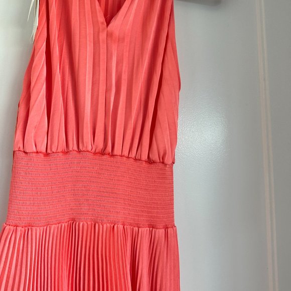 A.L.C. Renzo Asymmetrical Halter Pleated Midi Dress SZ 00 Maillot Smocked - Picture 12 of 12